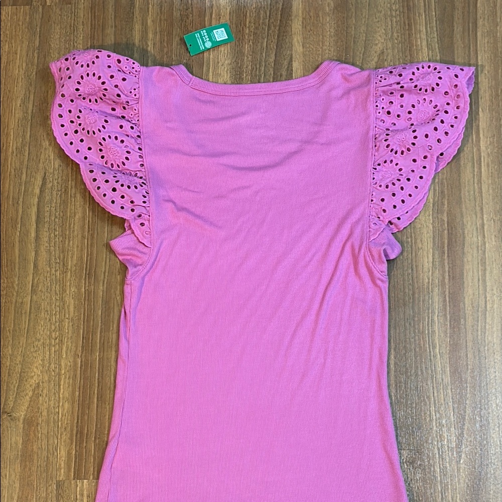 GAP Eyelet Sleeve Rib T-Shirt NWT - Picture 4 of 7